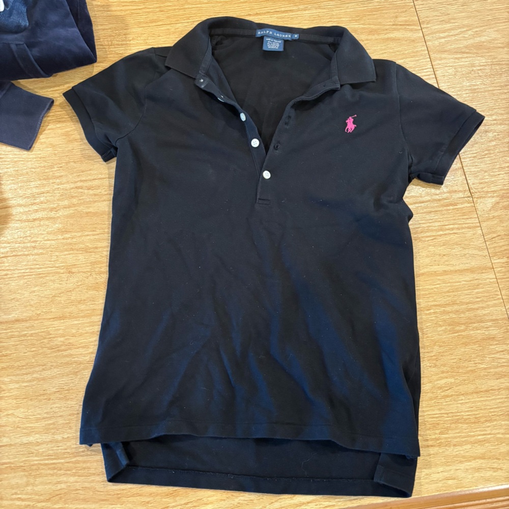 Ralph Lauren Black Polo with Pink Emblem